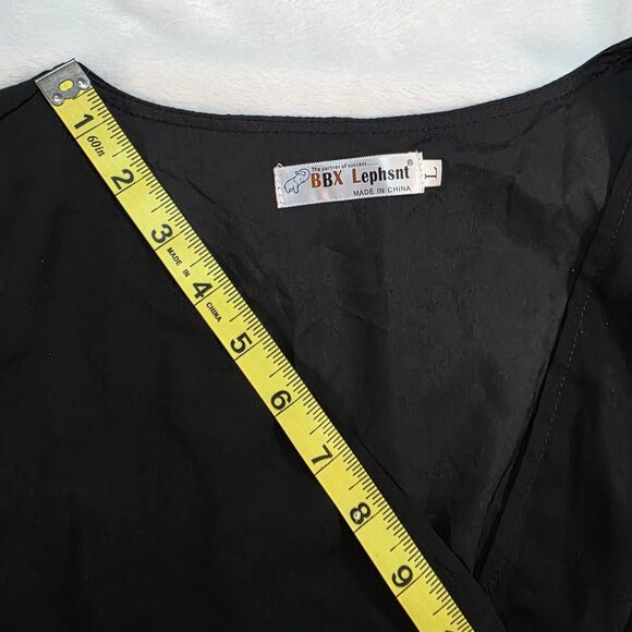 BBX Lephsnt Black Wrap Dress - Elegant & Flowy - Size L - Picture 12 of 13
